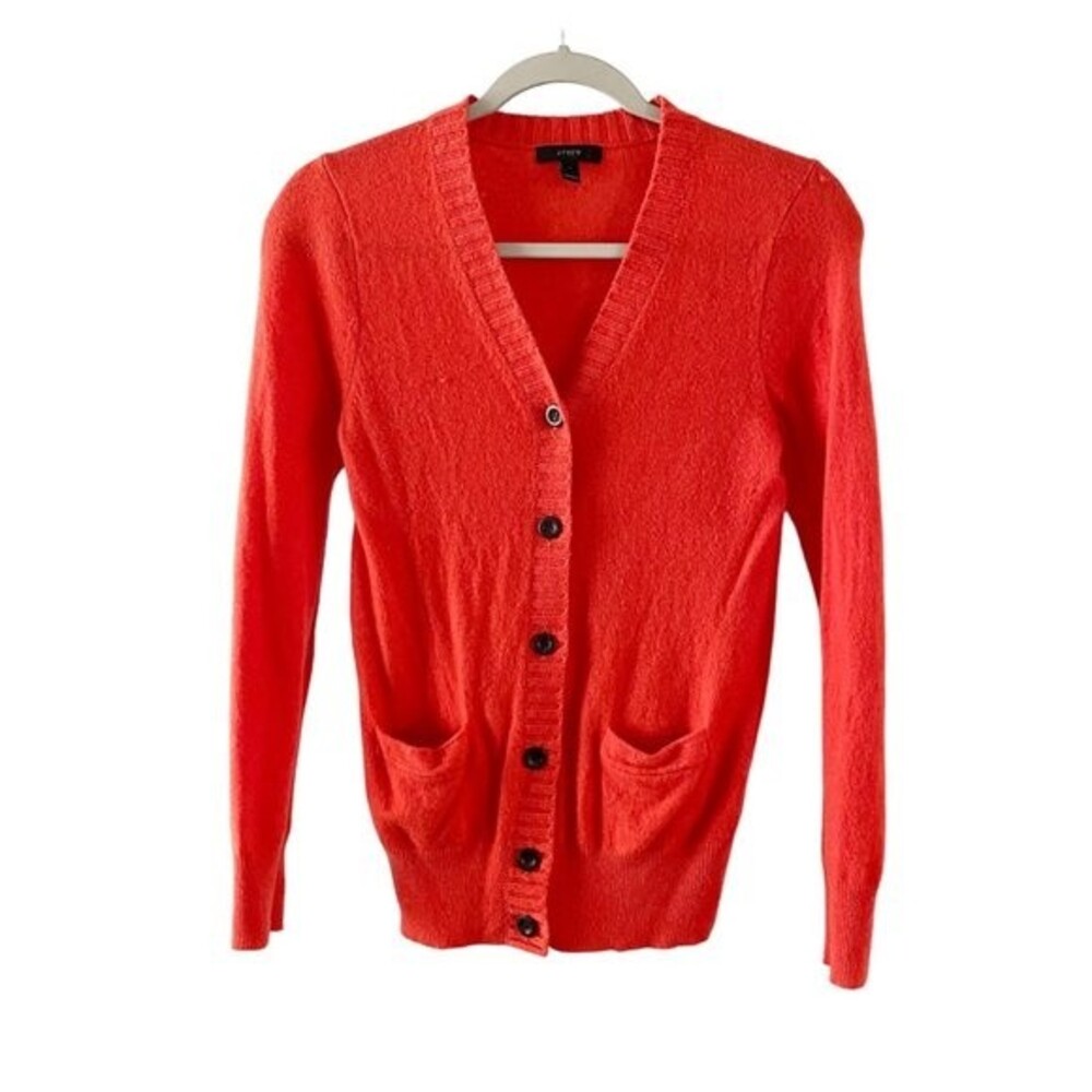 J. Crew Red Button Front Cardigan Old Money Parisian Chic Sweater  XS